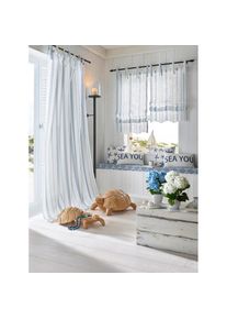 heine home , Gardine Bindebänder 1 Stk. tlg. , offwhite-blau , 100% Polyester , 145 cm