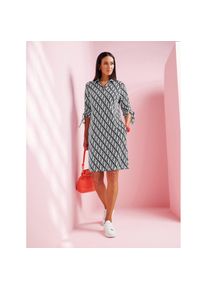 Heine , Damen , Jerseykleid »Jersey-Kleid« Nahttasche , schwarz-weiß-bedruckt , Normalgrößen , 50 -Normalgrößen , 50 , verstellbarer Tunnelzug am...