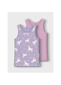 name it , Jungen , Unterhemd »NMFTANK TOP 2P PASTEL LILAC HORSE NOOS« Packung, 2 Stk. tlg. , Pastel Lilac , 98 , 98 , Unterwäsche von name it für...