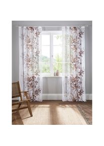 Home Affaire, Gardine &raquo;Ina&laquo; Kr&auml;uselband 2 Stk. tlg. transparent, 2-er Set, einseitig bedruckt, Voile, braun, Voile, Polyester, 175 cm, braun