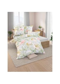 Biberna , Bettwäsche 1 Stk. tlg. , lindgrün , 100% Baumwolle , B/L: 135 cm x 200 cm