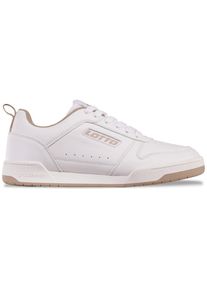 Lotto, Damen, Sneaker - mit wertig eingelassenem Weblogo, WHITE-BEIGE, 37, WHITE-BEIGE, Cleaner Unisex Sneaker im Retro-Look