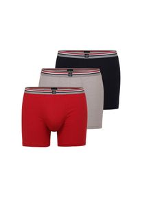 Bugatti , Boxershorts »Prag« 3er Pack, 3 tlg., bequem, atmungsaktiv, Baumwollmix, mit Logo, eng, lang , rot-dunkel-multicolor1 , 3 , 6L -3 , 6L ,...
