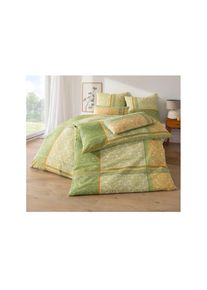 Biberna , Bettwäsche 2 Stk. tlg. , reseda-gemustert , 100% Baumwolle , B/L: 135 cm x 200 cm