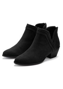 Lascana, Damen, Cowboy Stiefelette Cowboy Boots, Western Stiefelette, Ankleboots mit Ausschnitt VEGAN, schwarz, 41, schwarz, Westernstiefelette mit 