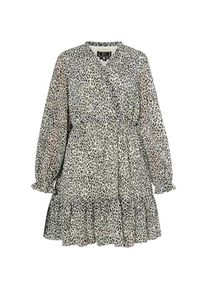 Eyota, Damen, Kleider, Minikleid mit Leopardenmuster, V-Ausschnitt und Rüschen, Mehrfarbig, (S)