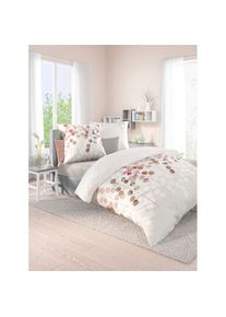 Biberna , Bettwäsche 2 Stk. tlg. , weiß-apricot , 100% Baumwolle , B/L: 135 cm x 200 cm