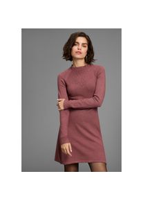 Laura Scott , Strickkleid Ohne Taschen mit edlem Ajourmuster und süßem Stehkragen - NEUE KOLLEKTION , dunkelrosa-melange , N-Gr , 48 -N-Gr , 48 ,...