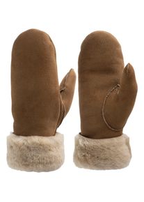 Pearlwood , Lederhandschuhe »FIONA« 1 Paar, Velourleder, Fausthandschuh, warm gefüttert , tobacco