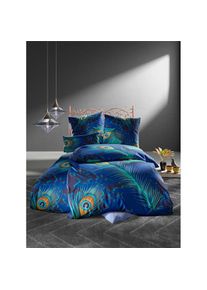 wäschepur wäschepur , Bettwäsche 2 Stk. tlg. , royalblau-blaugrün-bedruckt , 100% Baumwolle , B/L: 135 cm x 200 cm