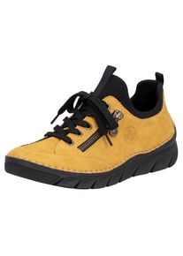 Rieker, Damen, Slip-On Sneaker zum Schlupfen, gelb-schwarz, 38, gelb-schwarz, Mit elastischem Einstieg