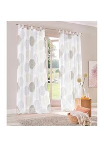 my home , Gardine »Belem« Schlaufen 1 Stk. tlg. 1 oder 2 Schals, Vorhang, Fertiggardine, Kreise , stein , Obermaterial: 100% Polyester , 245 cm
