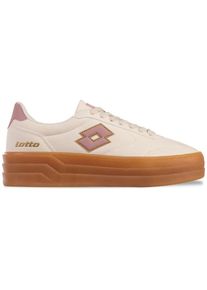 Lotto, Damen, Sneaker - mit gepolsterter Schaftkante, OFFWHITE-DK.ROSE, 38, OFFWHITE-DK.ROSE, Retrosneaker von Lotto f&uuml;r Damen