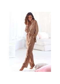 Lascana , Pyjama 2 Stk. tlg., im klassischen Stil , braun gestreift , 32/34 , 32/34 , Klassich geschnittener Pyjama