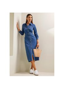 Heine , Damen , Jeanskleid »Jeans-Kleid« aufgesetzte Taschen , blue-bleached , Normalgrößen , 34 -Normalgrößen , 34 , weicher Denim