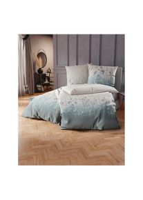 Kaeppel , Bettwäsche 2 Stk. tlg. , taubenblau-grau-bedruckt , 100% Baumwolle , B/L: 135 cm x 200 cm