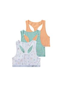 Buffalo , Kinder,Juegendliche , Bustier Packung, 3 Stk. tlg., Uni und Blümchen-Print in einer Packung , weiß / apricot / mint , N-Gr , 134/140...