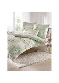 Biberna , Bettwäsche 3 Stk. tlg. , lindgrün , 100% Baumwolle , B/L: 135 cm x 200 cm