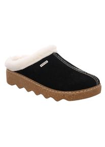 Rohde, Damen, Pantoffel &raquo;FOGGIA-D&laquo; Hausschuh, Clog mit herausnehmbarer Innensohle aus Lammwolle, schwarz, 37, schwarz, Mit Ziersteppung und Label