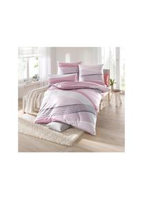 Biberna , Bettwäsche 3 Stk. tlg. , mauve , 100% Baumwolle , B/L: 135 cm x 200 cm