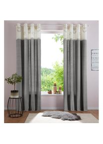 my home , Gardine »Louis« Ösen 1 Stk. tlg. halbtransparent, aus Bio-Baumwolle, einseitig bedruckt , grau , Obermaterial: 100% Baumwolle , 145 cm