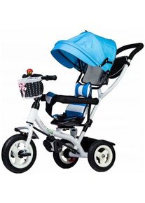 ecotoys Dreirad mit Dach und Führungsstange blau