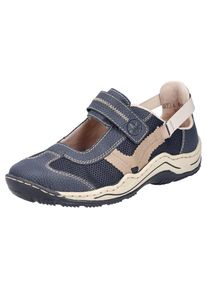 Rieker , Klettschuh , Schlupfschuh, Slip on Sneaker mit farblich abgesetzten Ziernähten , dunkelblau-beige , 41 , 41 , Halbschuh mit praktischem...