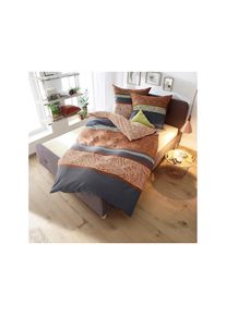 Bierbaum , Bettwäsche 2 Stk. tlg. , terra-gestreift , 100% Baumwolle , B/L: 135 cm x 200 cm