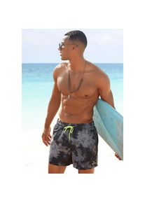 Venice Beach , Badeshorts »Mat« mit trendigem Batikdruck , grau-schwarz , N-Gr , S (46/48) -N-Gr , S (46/48) , Bedruckt – jedes Teil ein Unikat