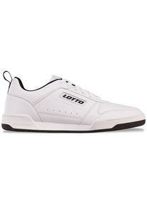 Lotto, Damen, Sneaker - mit wertig eingelassenem Weblogo, WHITE-BLACK, 45, WHITE-BLACK, Cleaner Unisex Sneaker im Retro-Look
