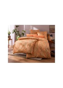 wäschepur wäschepur , Bettwäsche 2 Stk. tlg. , apricot-rotbraun-bedruckt , 100% Baumwolle , B/L: 135 cm x 200 cm