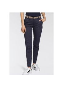 AJC , Chinohose in lässiger Form mit konstrastfarbendem Gürtel , marine , N-Gr , 46 -N-Gr , 46 , Stretch Hose inklusive einem konstrastfarbendem...