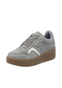 Rieker, Damen, Plateausneaker Basket-Sneaker, Schn&uuml;rschuh, Halbschuh mit weichem Schaftrand, grau-offwhite, 40, grau-offwhite, Sneaker mit modischem 