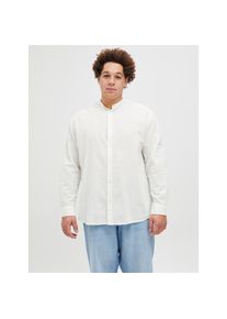 Jack & Jones PlusSize Jack & Jones PlusSize, Herren, Langarmhemd &raquo;JJEBREEZE LINEN BLE BAND SHIRT LS SN PLS&laquo;, White, N-Gr, 5XL -N-Gr, White, Cooles Hemd von Jack & Jones 