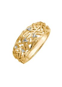 Lady , Damen , Fingerring , gelbgold 375 , 21 , mit Brillanten besetzt