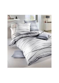 Kaeppel , Bettwäsche 2 Stk. tlg. , weiß-grau , 100% Baumwolle , B/L: 155 cm x 200 cm