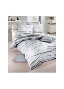 Kaeppel , Bettwäsche 2 Stk. tlg. , weiß-grau , 100% Baumwolle , B/L: 135 cm x 200 cm
