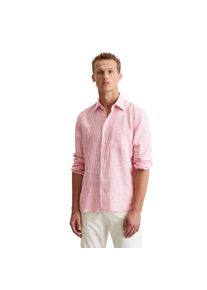 Marc O'Polo Marc O'Polo, Herren, Leinenhemd fein gestreift, multi/ raspberry pink, N-Gr, S -N-Gr, multi/ raspberry pink, Langarmhemd von Marc O'Polo