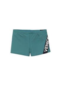 Venice Beach , Boxer-Badehose mit Logo-Schriftzug , grün , N-Gr , 5 -N-Gr , 5 , Seitlicher Einsatz in Kontrastfarbe