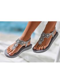 Venice Beach, Damen, Badezehentrenner &raquo;Sandale, Pantolette&laquo; Zehentrenner, Badeschuh ultraleicht mit Glitzerdetails VEGAN, grau, 42, grau, Flip Flop 