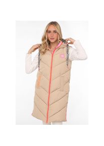 Zwillingsherz , Steppweste »"Wild at Heart"« mit Leo Details, Print, Kapuze, Reißverschluss und Taschen , Beige , XL , XL , Modische Steppweste von...