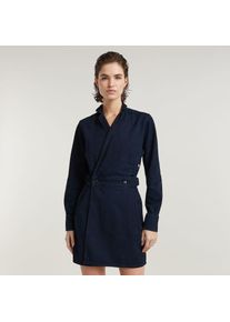G-Star Raw G-STAR, Damen, Wickelkleid &raquo;Wrap Dress&laquo; Eingrifftaschen mit verstellbarer Taille, worn in deep blue ocean, N-Gr, L -N-Gr, worn in deep blue ocean, 