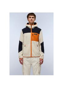 Napapijri, Damen, Pl&uuml;schjacke &raquo;YUPIK&laquo; mit Kapuze mit kontrastfarbenen Details, White / orange, L, White / orange, Jacke von Napaijri