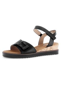 Gabor, Damen, Keilsandalette &raquo;GENUA&laquo; , Riemchensandale, Komfortschuh, Sommerschuh, Schmuckelement, Weite G, schwarz, 36, schwarz, Sandalette mit 