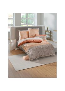 wäschepur wäschepur , Bettwäsche 2 tlg. , elfenbein-apricot-bedruckt , 100% Baumwolle , B/L: 135 cm x 200 cm