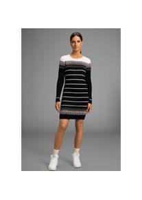 Kangaroos, Damen, Strickkleid figurbetont, im Norweger-Stil, aus Baumwollmischung, lang&auml;rmlig, schwarz gemustert, N-Gr, 42 -N-Gr, schwarz gemustert, 