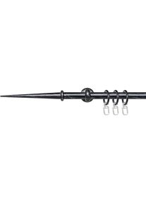Liedeco , Gardinenstange »Esp Spitze« Ø 16 mm 1 läufig-läufig Fixmaß 1-läufig im Fixmaß Ø 16 mm , schwarz-silber , B/L: 200 cm Ø 16 mm
