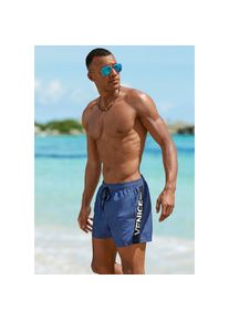 Venice Beach , Badeshorts mit großem Markenschriftzug , rauchblau , N-Gr , S (46/48) -N-Gr , S (46/48) , Seitliche Kontrasteinsätze
