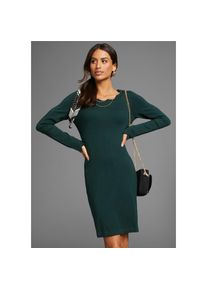 Laura Scott, Damen, Strickkleid Ohne Taschen figurbetont und kurz - mit femininer Wellenkante, dunkelgr&uuml;n, N-Gr, 40 -N-Gr, dunkelgr&uuml;n, Langarm-Design 