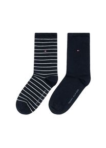 Tommy Hilfiger, Damen, Socken &raquo;TH WOMEN SOCK 2P SMALL STRIPE&laquo; 2 Paar, 2 Stk. tlg. mit schmalem Rippenb&uuml;ndchen, meliert, gestreift, midnight blue, 35-